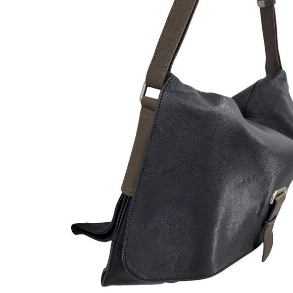 Sondra Roberts Satchel Shoulder Bag Black Leather Fold Over Magnetic Snap - Picture 11 of 12